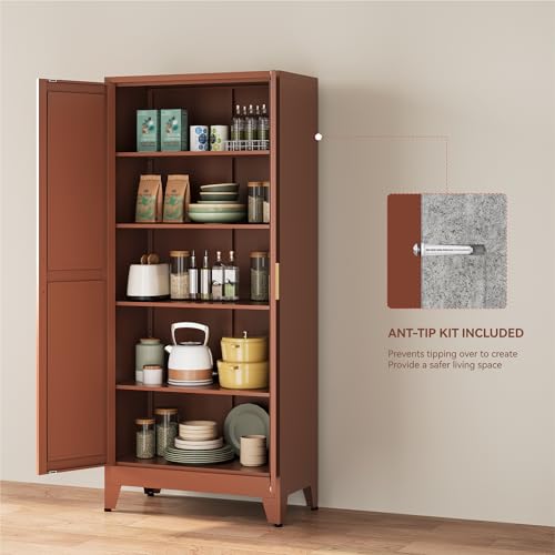71''Metal Cabinet with 4 Adjustable Shelves