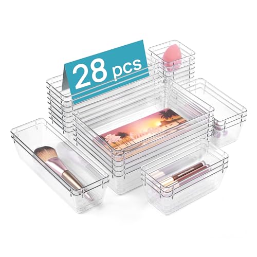 28 Pack Clear Drawer Organizer Bins (28 Count)