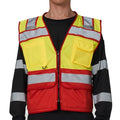 4XL 5XL Yellow Red Event Staff Vest ID Pocket Mesh Back Trim