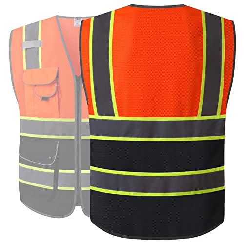 Safety Vest for Men Women Reflective Hi Vis JK100 OBlack L