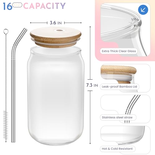 Book Lovers Gifts for Readers Teacher Gift 16oz Glass Cup