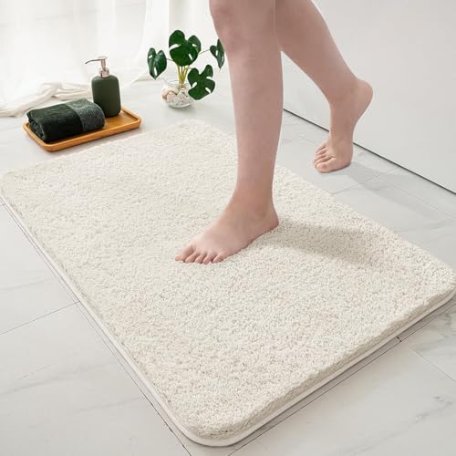 Ivory Large Bathroom Rugs Soft Microfiber Bath Mat 24x36 Inch
