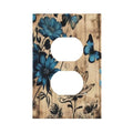 Decorative Blue Flowers Butterfly Watercolor Floral 1 Gang Duplex Light Switch Cover Plate