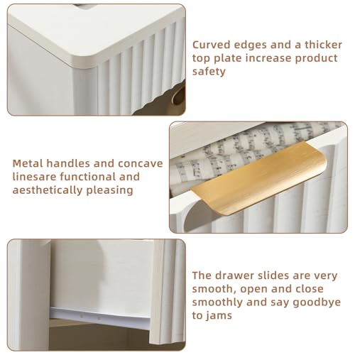 31" Wide Fluted Nightstand Set of 2 with Charging Station (2 Count)