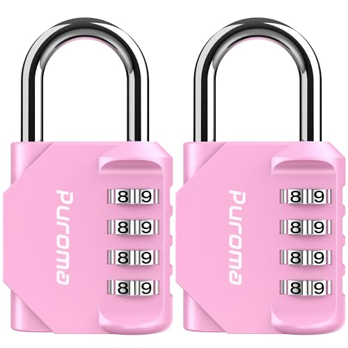 2 Pack Combination Lock Locker 4 Digits Combo Padlock Gym Pink (2 Count)