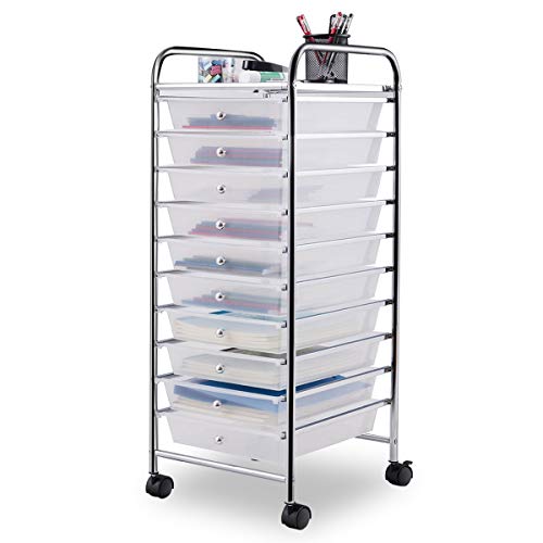 10 Drawer Rolling Storage Cart Scrapbook Paper Office School Organizer