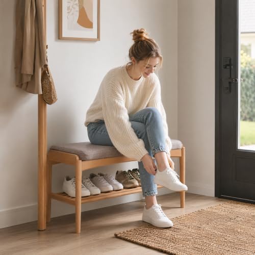 Oak Wood Shoe Bench