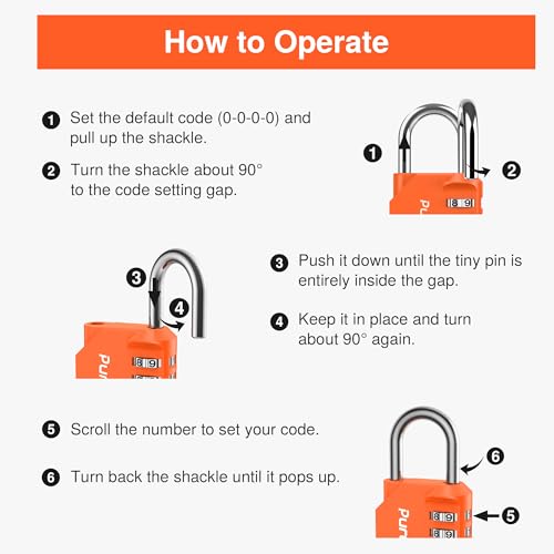 1 Pack Combination Lock Locker 4 Digits Combo Padlock Gym Orange