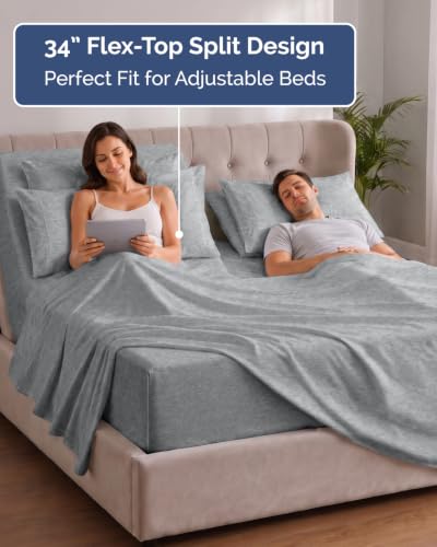 Extra Deep Flex Top Split Head King Sheet Set