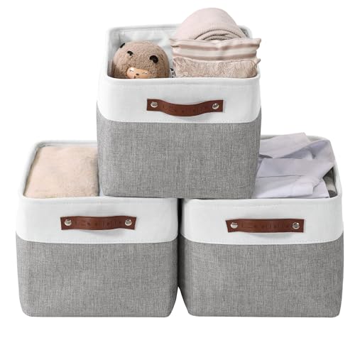 Storage Bins Large Fabric Storage Baskets for Shelves 3 Pack (3 Count)