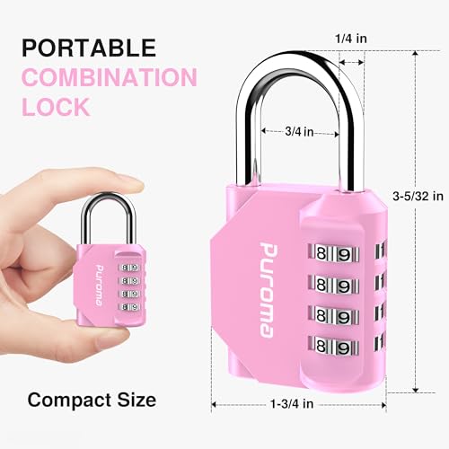 2 Pack Combination Lock Locker 4 Digits Combo Padlock Gym Pink (2 Count)