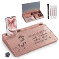 Compact Glass Desktop Whiteboard with Storage 12x7 in