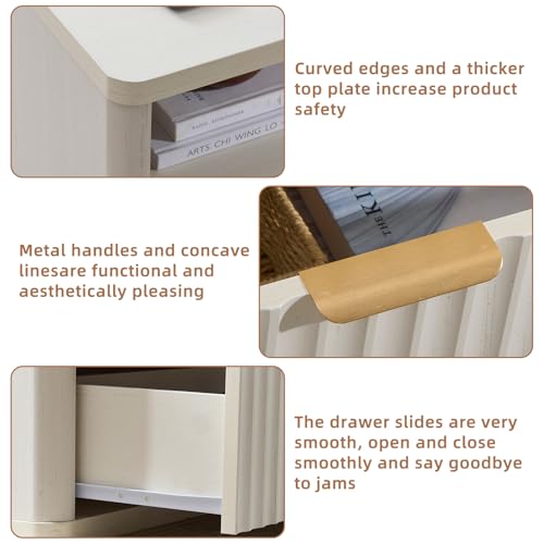 31" Wide Fluted Nightstand with Charging Station