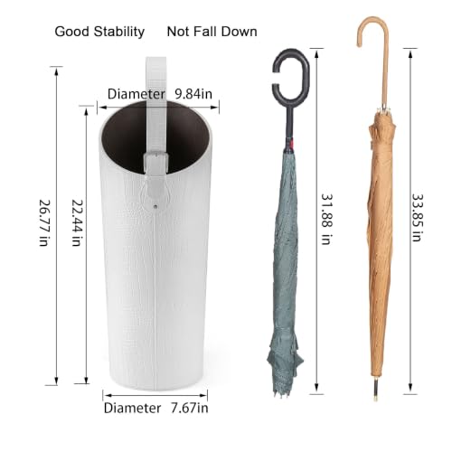 Artificial Leather White Umbrella Holder Stand Entryway Indoor