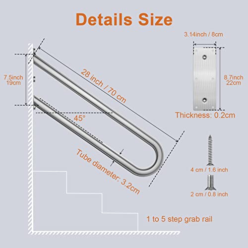 28 Inch Satin Brushed Nickel Stainless Steel Handrail