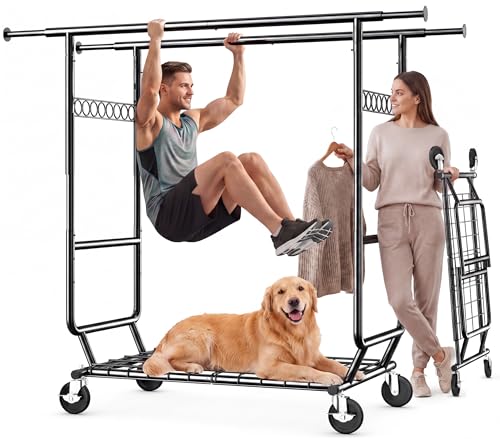 Clothes Rack Heavy Duty Clothing Rack Load 650 LBS Collapsible