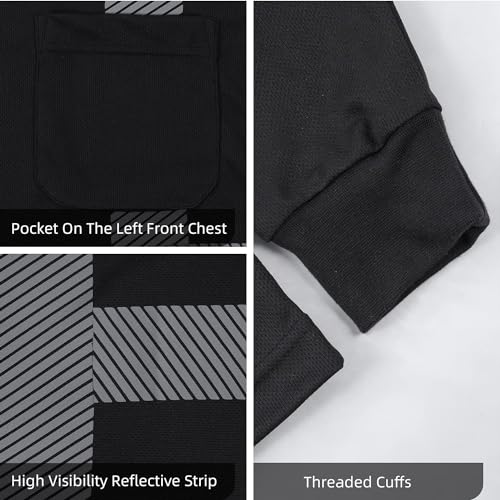 Safety Shirts for Men High Visibility Reflective ANSI Class 2 Hi Vis Construction Work T Shirts Long Sleeve