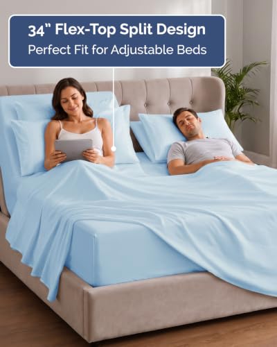 Extra Deep Flex Top Split Head King Sheet Set