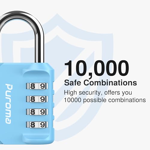 1 Pack Combination Lock Locker 4 Digits Combo Padlock Gym Sky Blue