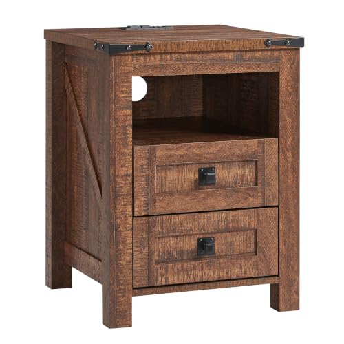 18" Farmhouse Nightstand with Charging Station