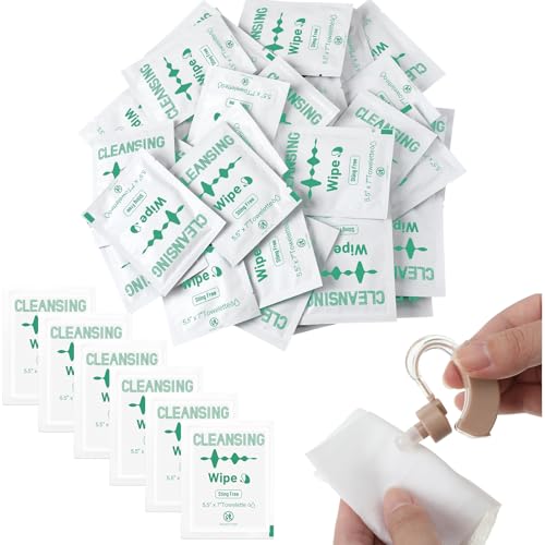 200 Count Hearing Aid Wipes Individually Wrapped Cleaning Towelettes Phone Laptop Cleaner Wipes for Earwax Earbuds Sweat Earmold Earplugs in Ear Monitors Clean Removal