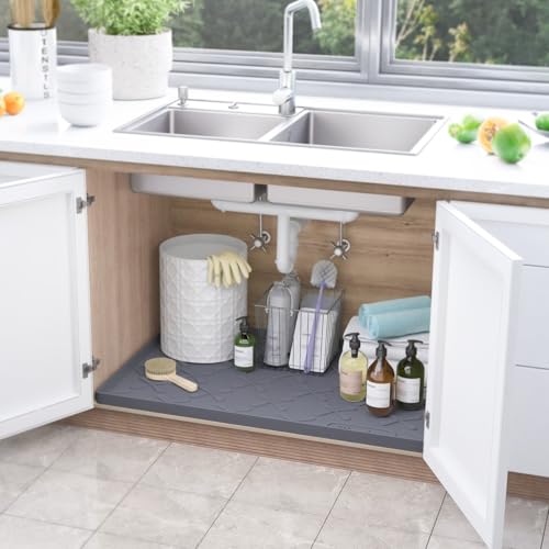 Waterproof Under Sink Mat 31" x 22" Kitchen Cabinet Liner Silicone