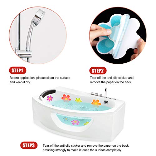 10PCS Flower Bathtub Non Slip Stickers with Scraper