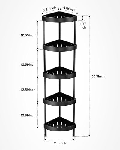 5 Tier Aluminum Corner Shower Caddy Standing Rustproof