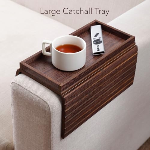 DETOR Couch Arm Tray with Spacious 12.4" x 5.4" Storage Box