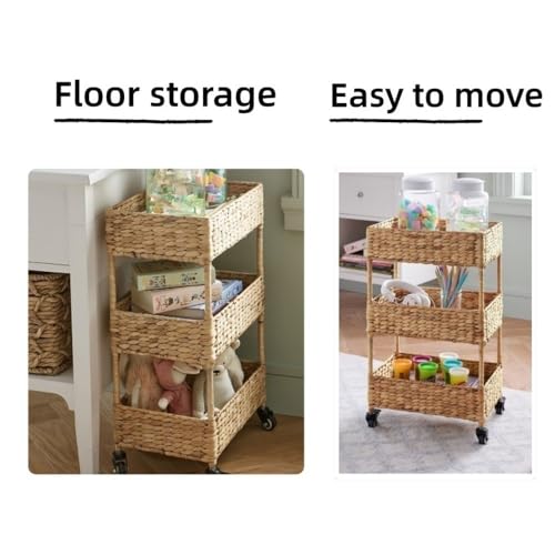 Wicker 3 Tier Rolling Cart - Bel Marant