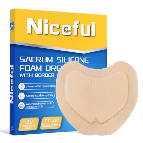 Sacral Silicone Foam Bandages Value Pack 7.1x8 10 Pcs for Bed Sore (10 Count)