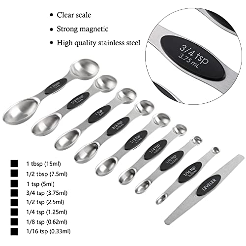 Measuring Cups and Spoons Set of 17 Double Sided Magnetic Measuring Spoons