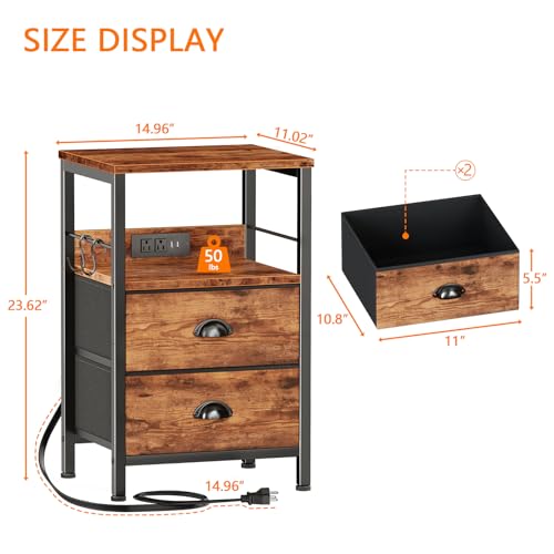 Nightstand with Charging Station for Dorm