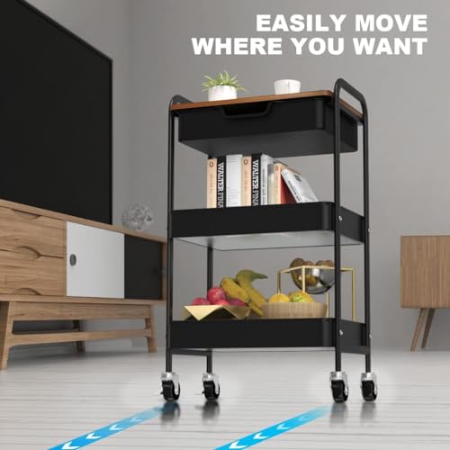 3 Tier Rolling Cart with Drawer