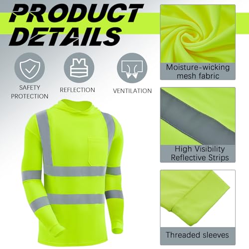 4 Pcs Reflective Safety T Shirt High Visibility Work Shirts Sun Protection Construction