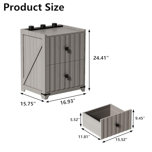 Night Stand with Slidable Charging Station