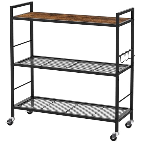3 Tier Metal Storage Rack with Industrial Wheels