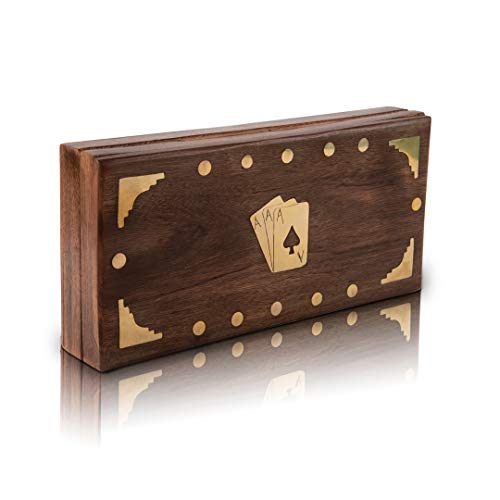 Wooden Playing Card Holder Deck Box Storage Case Organizer Includes Cards