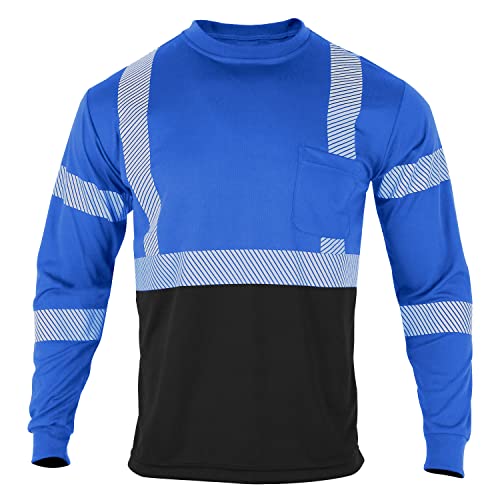 Safety Reflective High Visibility Long Sleeve Shirts ANSI Class 1 Hi Vis Construction Work T Shirts for Men