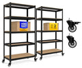 House 36.2" W 5 Tier Heavy Duty Garage Shelving Adjustable Metal Rack Storage Shelves Standing Shelf Unit Organizers Pantry Closet Office Black 2Pack (2 Count)