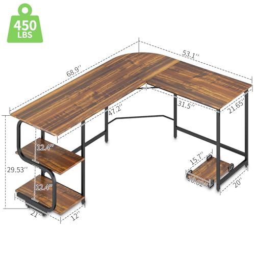 Reversible L Shaped Desk with Shelves