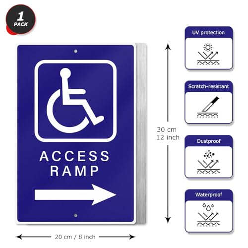 Handicap Access Ramp Sign 8" × 12" Aluminum Right Arrow Wheelchair