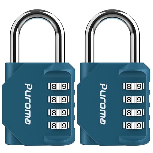 2 Combination Lock Locker 4 Digits Combo Padlock Gym Peacock Blue (2 Count)
