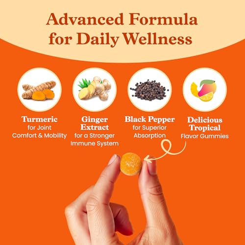 Turmeric and Ginger Gummies for Joint and Mobility Support 180 Count