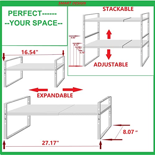 Expandable Stackable Spice Rack Cabinet Shelf Organizer in Cabinets Shelves Kitchen Cupboard Organization Stack up Racks Pantry Countertop Storage Medium (3 Count)