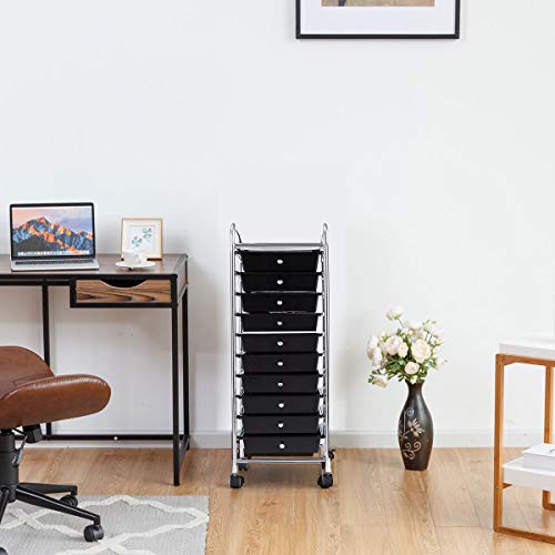 10 Drawer Rolling Storage Cart Scrapbook Paper Office School Organizer