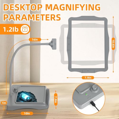 Magnifying Glass with Light and Stand 50 LED Desk Magnifying Glass with Light Stepless Dimmable