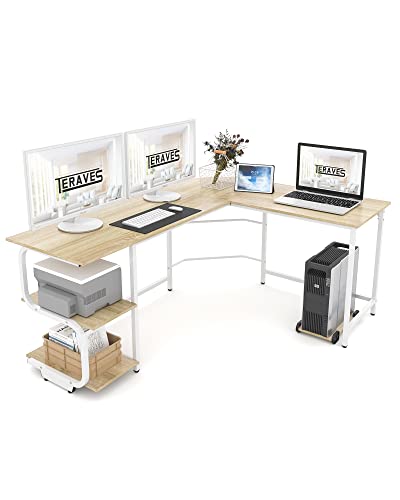 Reversible L Shaped Desk with Shelves