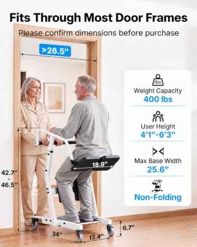 Sit to Stand Lift for Elderly with Safety Belt and Casters