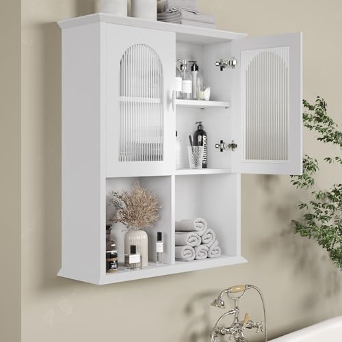 Bathroom Wall Cabinet with Fluted Door